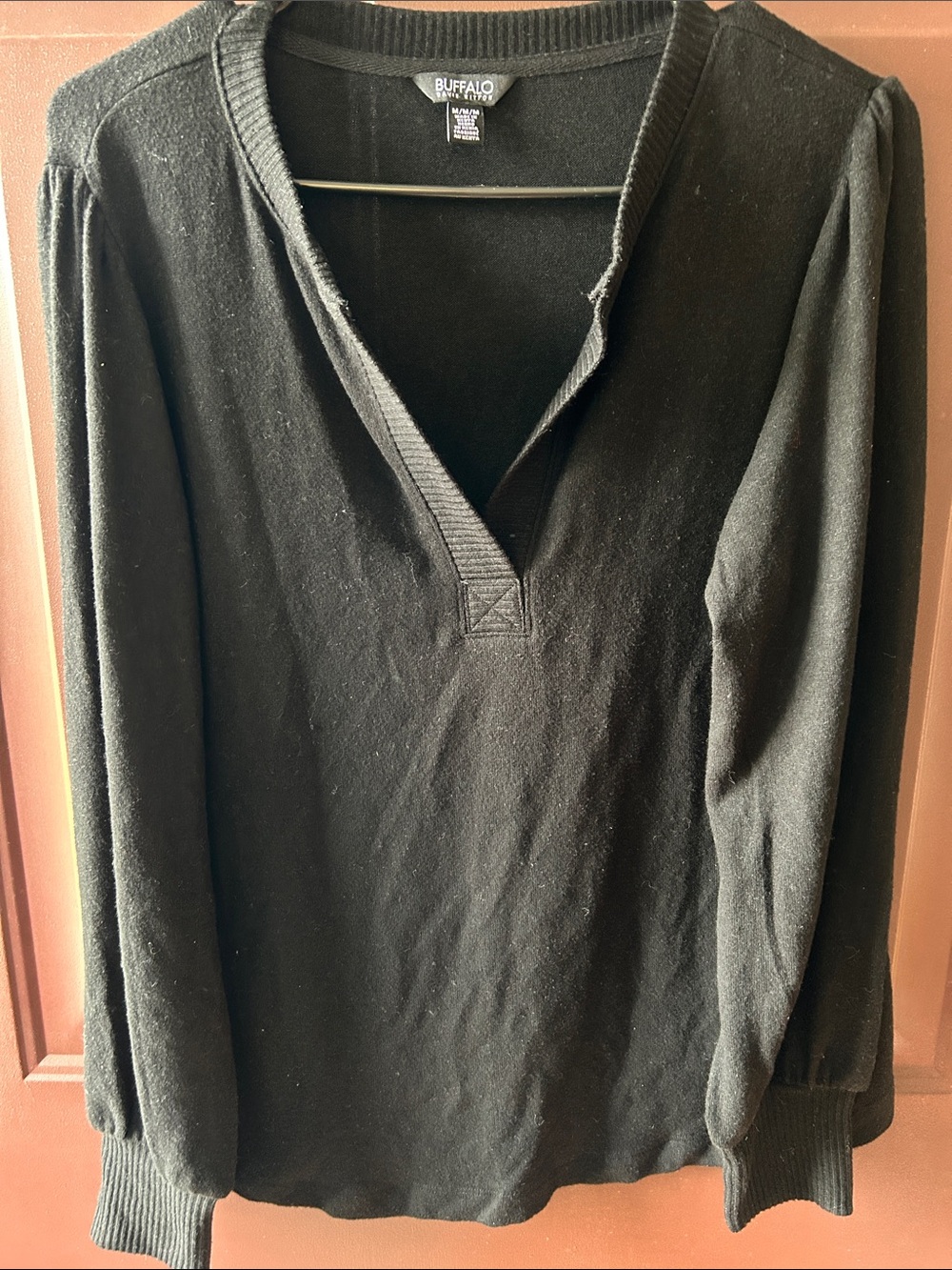 Buffalo David Bitton Black V-Neck Long Sleeve Pullover